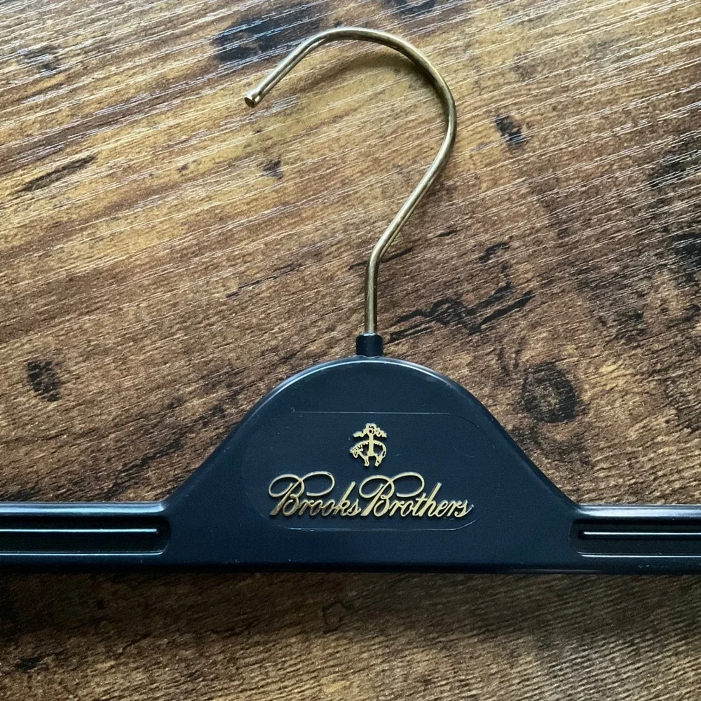 Brooks‎ Brothers Luxury Pant Skirt Hanger Black Gold Logo Adjustable Clips
